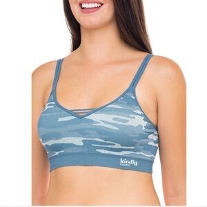 Kindly Yours caged v-neck seamless Camo bralette plus size XXXL in Reef Blue